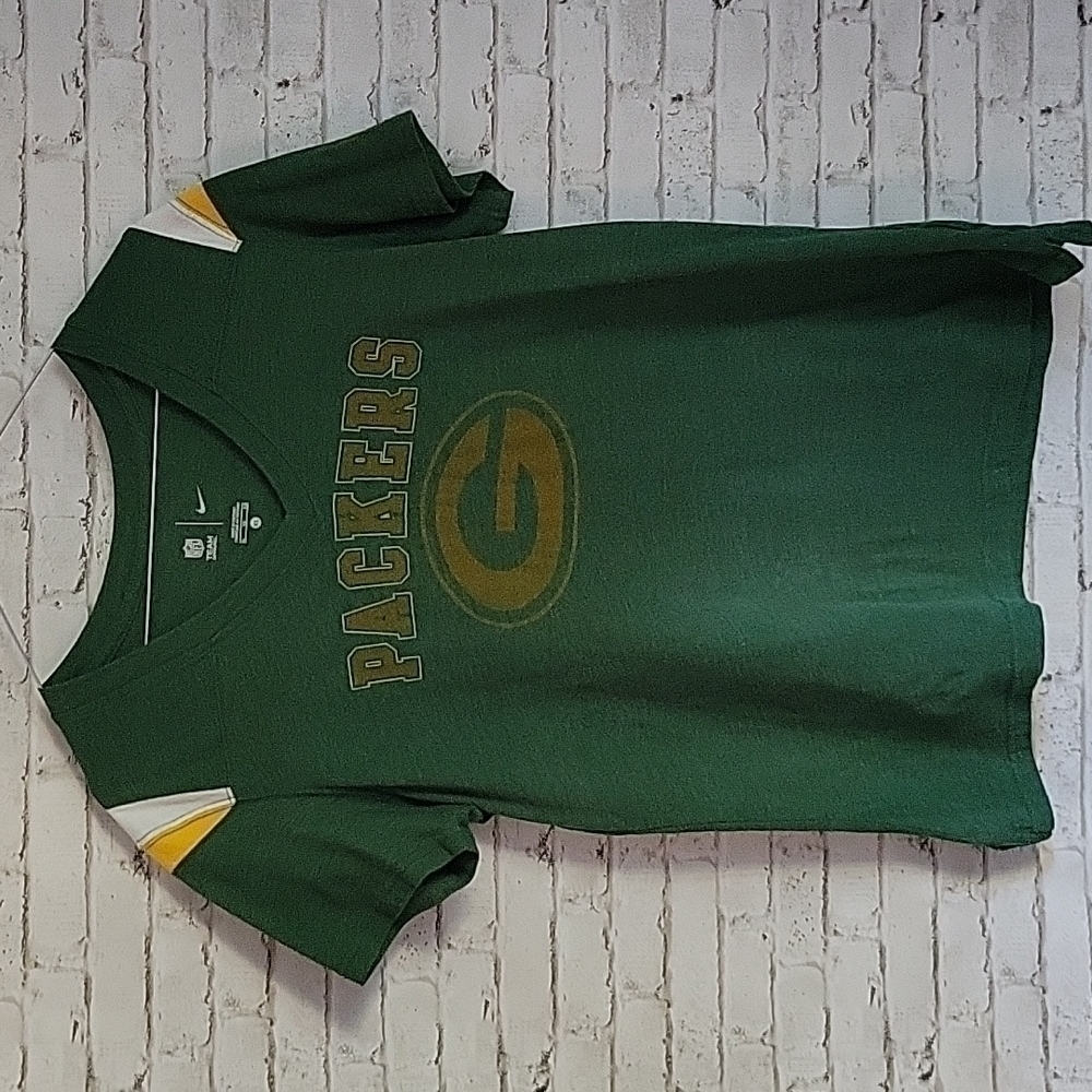 Nike NFL Team Apparel Green Bay Packers V-Neck Short-Sleeved Shirt, Size XL